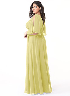 Azazie Temeka Bridesmaid Dresses Lemon Sorbet A-Line Ruched Chiffon Dress image10