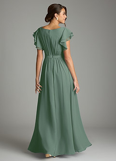 Azazie Daphne Modest Bridesmaid Dresses A-Line Ruffled Chiffon Floor-Length Dress image2