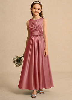 Azazie Ducky Junior Formal Flower Girl Klänningar Klä A-Line i Stretch Satin Plisserad image4