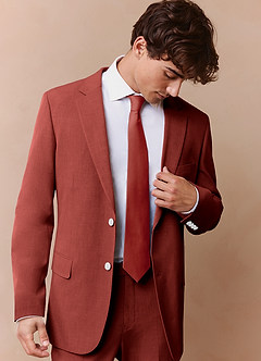 front James Terracotta Structured Stretch Suit