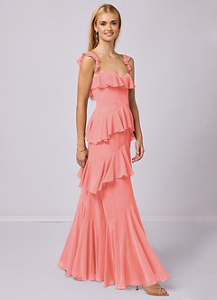 Barbie ♥ Azazie Bridesmaid Dresses Coral A-Line Sweetheart Neckline Chiffon Dress image4