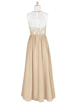 Azazie Fahari A-Line Lace Chiffon Floor-Length Junior Bridesmaid Dress image7