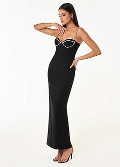 Asha Black Rhinestone Maxi Dress image3