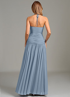 Azazie Vashti Bridesmaid Dresses Dusty Blue A-Line Chiffon Dress image2