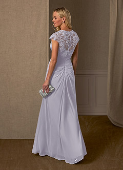 Azazie Birdie Mother of the Bride Dresses Fog A-Line Queen Anne Sequins Chiffon Dress image18