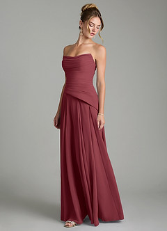 Azazie Gabriela Robes de demoiselle d'honneur Robe Trapèze en Mousseline de soie Corset Merlot image6