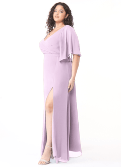Azazie Cierra Bridesmaid Dresses Frosted Lilac A-Line V-Neck Chiffon Dress image11