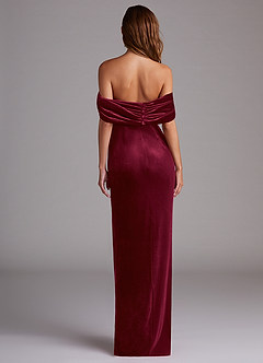 Azazie Shay Bridesmaid Dresses Burgundy Sheath Off the Shoulder Velvet Convertible Dress image3