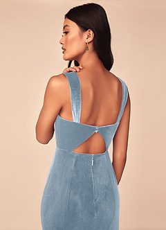 Azazie Lanessa Bridesmaid Dresses Dusty Blue Mermaid V-Neck Keyhole Back Velvet Dress image5