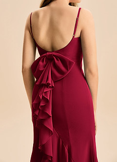 Azazie Lioren Junior Burgundy Mermaid Bow Chiffon Dress image6