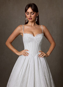 Azazie Sienna Wedding Dresses Diamond White A-Line Sweetheart Neckline Lace Dress image9