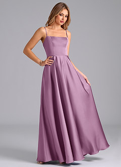 Azazie Elita Bridesmaid Dresses Wisteria A-Line Pleated Stretch Satin Dress image3