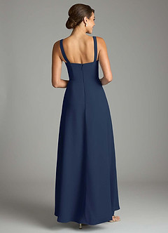 Azazie Debra Bridesmaid Dresses Dark Navy A-Line with Pockets Chiffon Convertible Dress image6