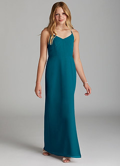 Azazie Becca Junior Meerjungfrau-Linie Chiffon Kleid Tintenblau image5