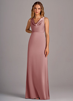 Azazie Wrenlee Bridesmaid Dresses Dusty Rose A-Line Stretch Satin Dress image6