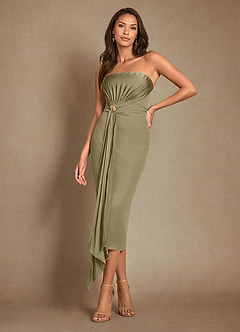 Azazie Dinanta Mother of the Bride Dresses Moss Green Column Pleated Chiffon Dress image1