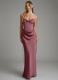 Azazie Natasha At-home Try On Dresses Desert Rose Mermaid Corset Stretch Satin Dress image1