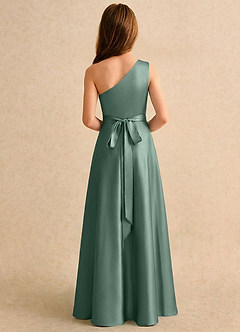 Azazie Puddles Girls Formal Flower Girl Klänningar Klä A-Line i Stretch Satin Ena axeln image2