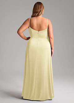 Azazie Azuree Bridesmaid Dresses Lemon Sorbet A-Line Pleated Stretch Satin Dress image10