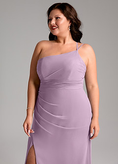 Azazie Eren Bridesmaid Dresses Wisteria Sheath One Shoulder Chiffon Dress image13