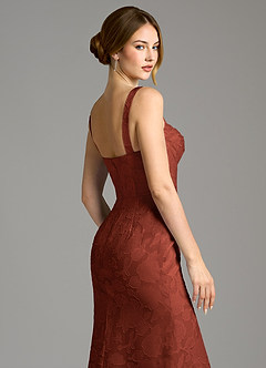 Azazie Brandi Final Sale Terracotta Mermaid Pleated Floral Burnout Dress image2
