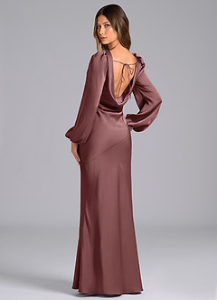 Azazie Rylina Bridesmaid Dresses Vintage Mauve Mermaid Long Sleeve Stretch Satin Dress image5
