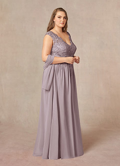 Azazie Amethyst Mother of the Bride Dresses Dusk A-Line V-Neck Sequins Chiffon Dress image11