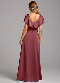 Azazie Lainey Brautjungfernkleider A-Linie mit Taschen Stretch-Satin Kleid Wüstenrose image2