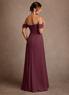 Azazie Amherst Mère de la mariée Robes Robe Trapèze en Mousseline de soie Épaule décolletée Cabernet image3