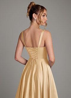 Azazie Azaria Abiti da Damigella Abito A-Line in Raso Elasticizzato Corsetto Oro image2