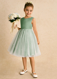 Azazie Esme Flower Girl Dresses Matcha Ball-Gown Bow Tulle Dress image2