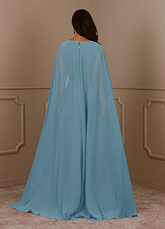 Azazie Isa Mother of the Bride Dresses Moody Blue A-Line V-Neck Pleated Chiffon Dress image4