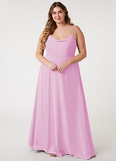 Azazie Daenerys Bridesmaid Dresses Candy Pink A-Line Cowl Chiffon Dress image8