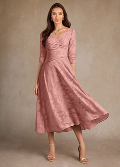 Azazie Durant Mother of the Bride Dresses Rosette A-Line Pleated Floral Burnout Dress image2