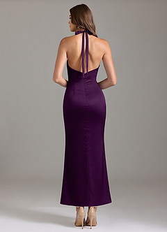 Azazie Valerie Bridesmaid Dresses Grape Mermaid Pleated Stretch Satin Dress image2