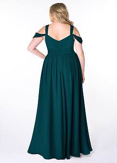 Azazie Lianne Bridesmaid Dresses Pine A-Line Off the Shoulder Chiffon Dress image8