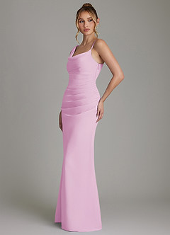 Azazie Ama Bridesmaid Dresses Candy Pink A-Line Pleated Chiffon Dress image2