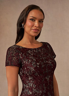 Azazie Alyssum Mother of the Bride Dresses Cabernet Sheath Scoop Lace Dress image5