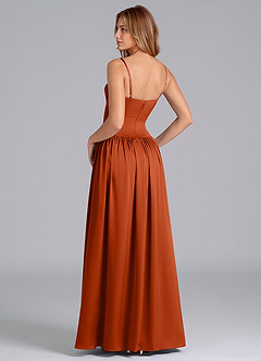 Azazie Kirby Jurken voor bruidsmeisjes Jurk van Stretch Satijn met A-Lijn Paprika image5