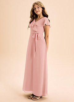 Azazie Lainey Junior Rosette A-Line with Pockets Chiffon Dress image3