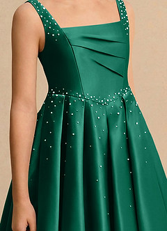 Azazie Jello Flower Girl Klänningar Klä Balklänning i Matt satäng Plisserad image5