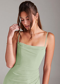 Azazie Leonis Bridesmaid Dresses Dusty Sage Mermaid Strapless Chiffon Convertible Dress image2