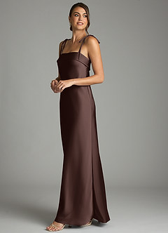 Azazie Ellia Bridesmaid Dresses Ganache Sheath Bow Stretch Satin Dress image4