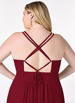 Azazie Farren Robes de demoiselle d'honneur Robe Trapèze Convertible en Mousseline de soie Plissée Bourgogne image13