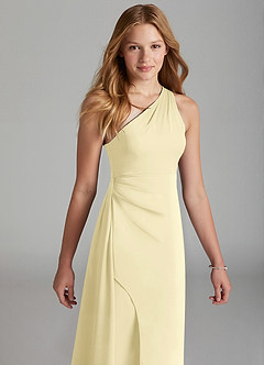 Azazie Maron Junior Linia A Pofałdowany Satyna elastyczna Długość podłogi Młodsza druhna Sukienka image3