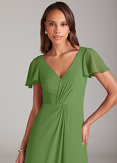 Azazie Soren Bridesmaid Dresses Basil A-Line Ruched Chiffon Dress image6