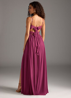 Azazie Zeya Bridesmaid Dresses Mulberry A-Line Pleated Mesh Dress image2