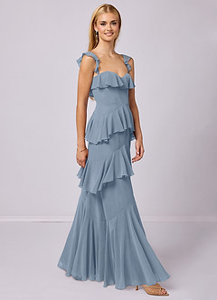 Barbie ♥ Azazie Bridesmaid Dresses Dusty Blue A-Line Sweetheart Neckline Chiffon Dress image4