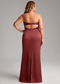 Azazie Leonis Bridesmaid Dresses Terracotta Mermaid Pleated Stretch Satin Convertible Dress image9