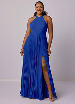 Barbie ♥ Azazie Bridesmaid Dresses Royal Blue A-Line Pleated Chiffon Dress image7